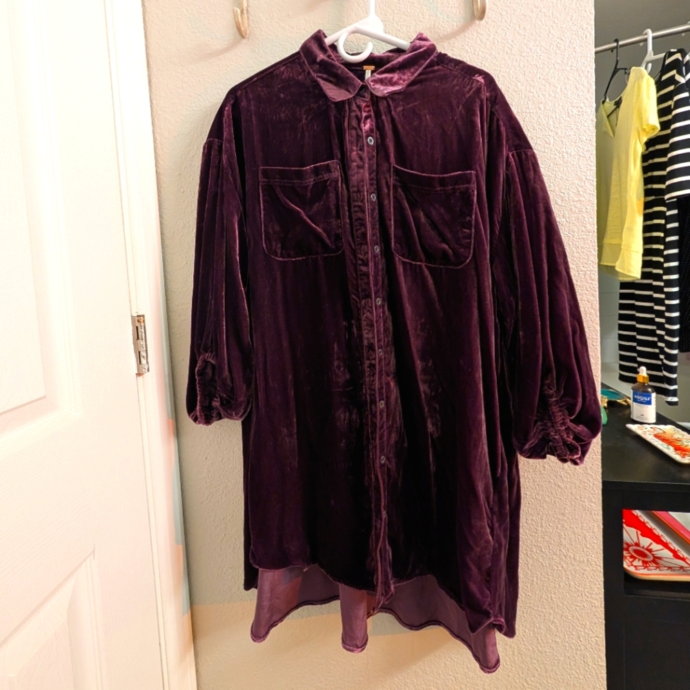 Free People Deep Purple Velvet Dress